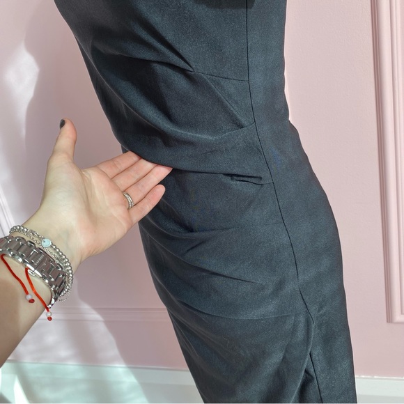 NEW Cutout Dress, Midi, Black, Ruched, Stretch, Bodycon, Women's (US S) - Picture 3 of 12